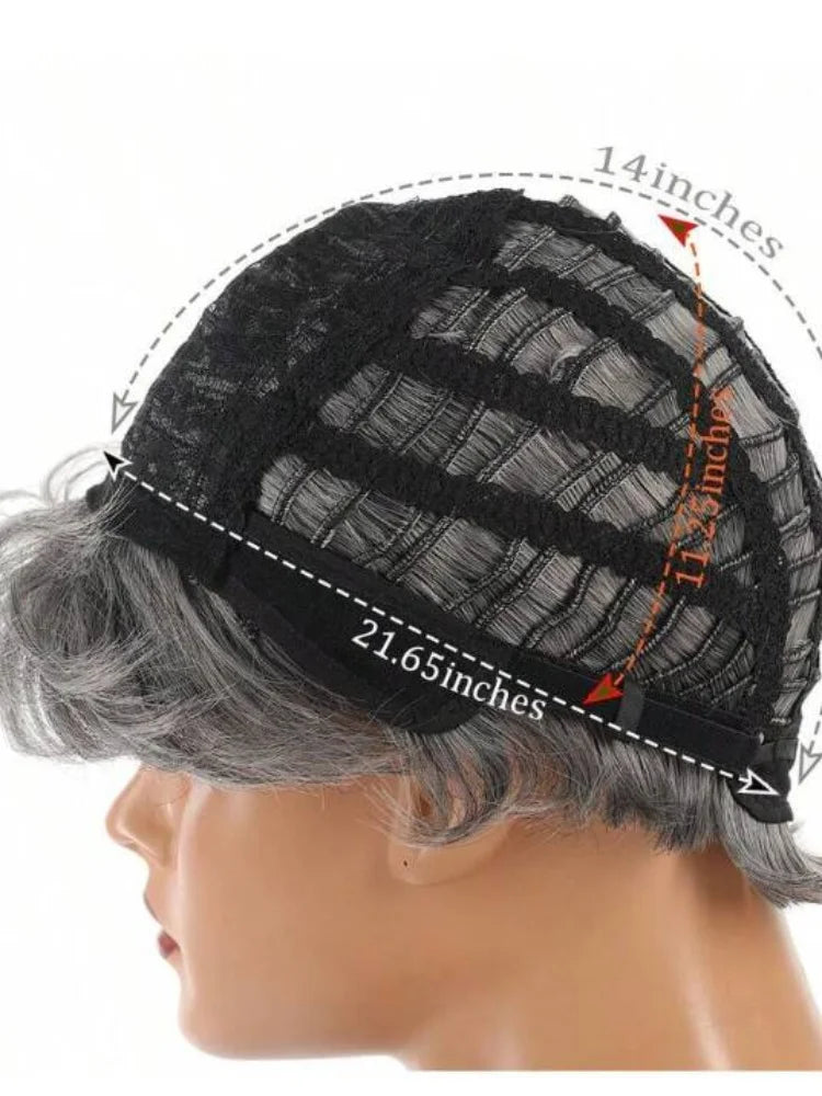 Women Over 60 Short Hair Short Gray Wigs
