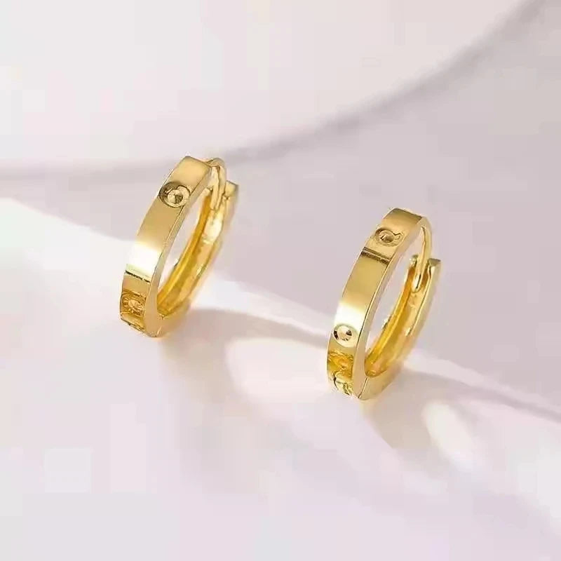 18K Gold Simple Earring Women's