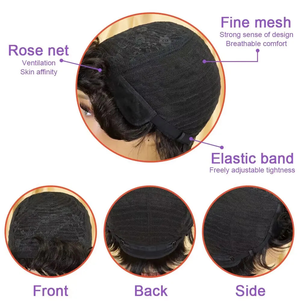 Short Gray Human Hair Wig
