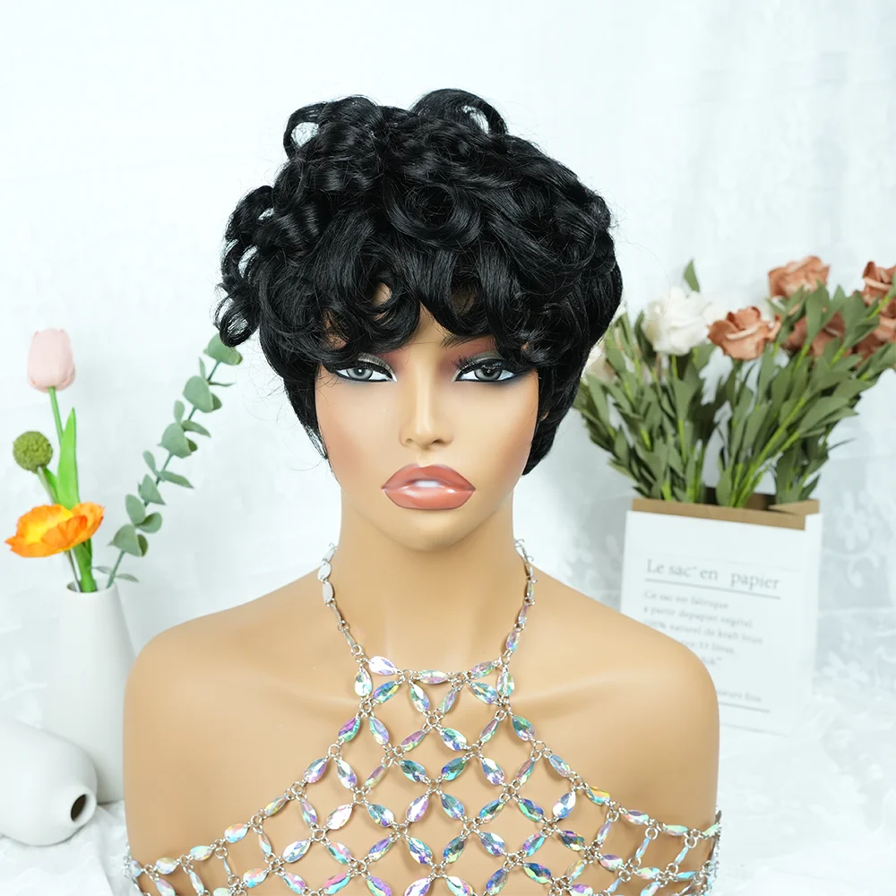 Short Curly Natural Color Pixie