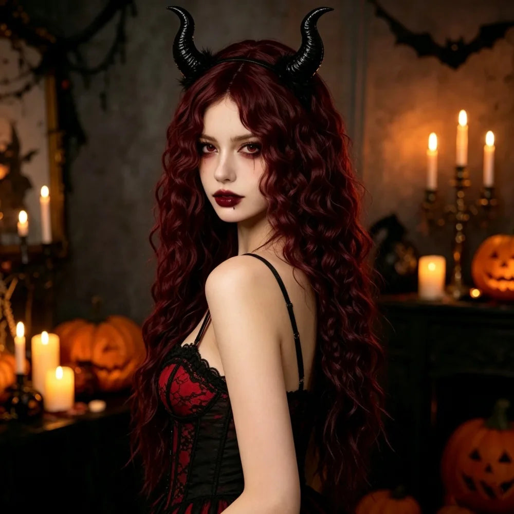 Burgundy Long Curly
