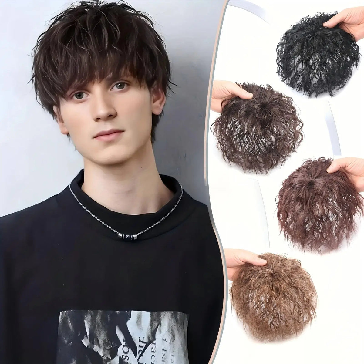 Men'S Short Synthetic Wavy