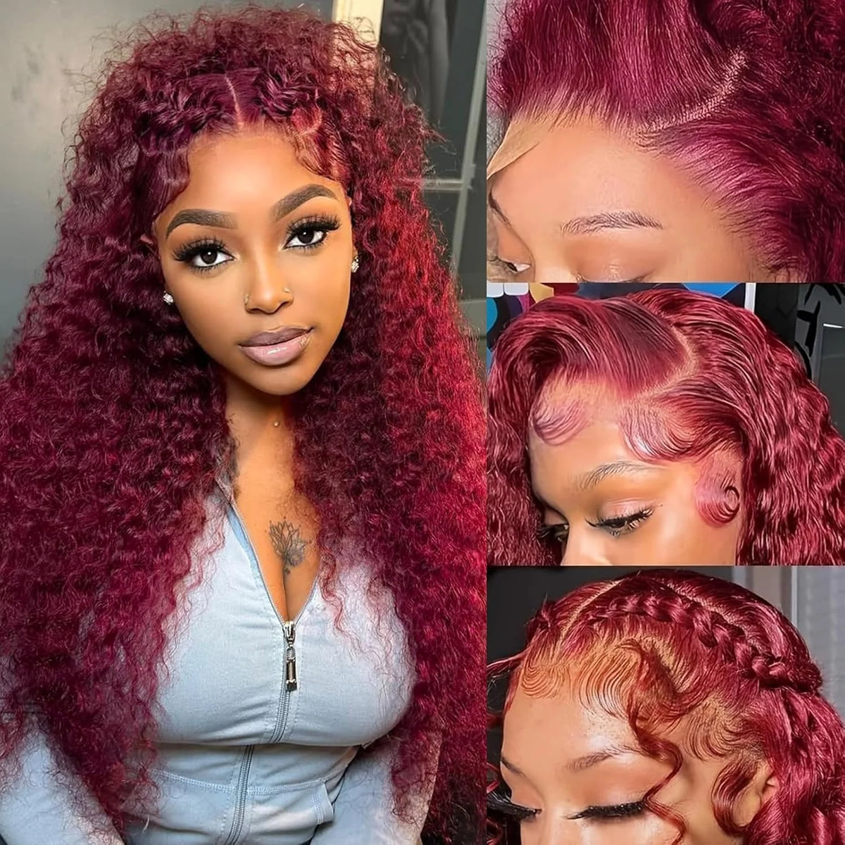 Burgundy Curly Wigs