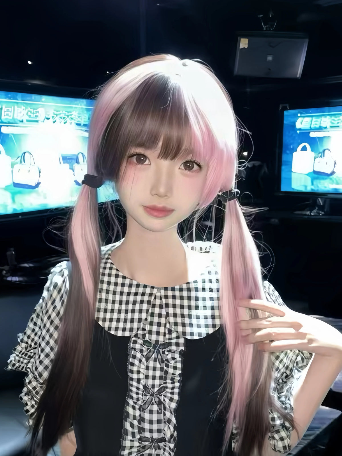 Ombre Pink Brown Wig