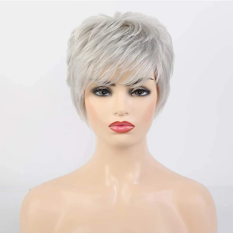 HAIRJOY Short Grey Wigs