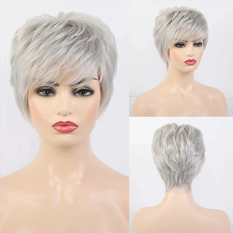 HAIRJOY Short Grey Wigs