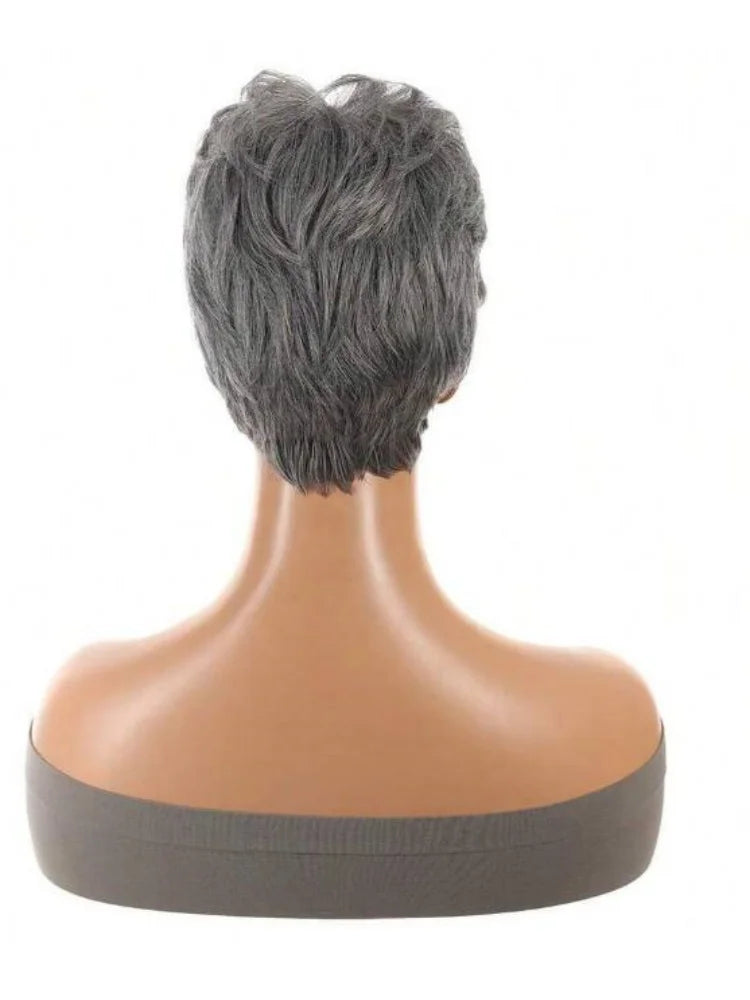 Women Over 60 Short Hair Short Gray Wigs