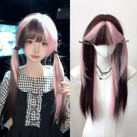 Ombre Pink Brown Wig