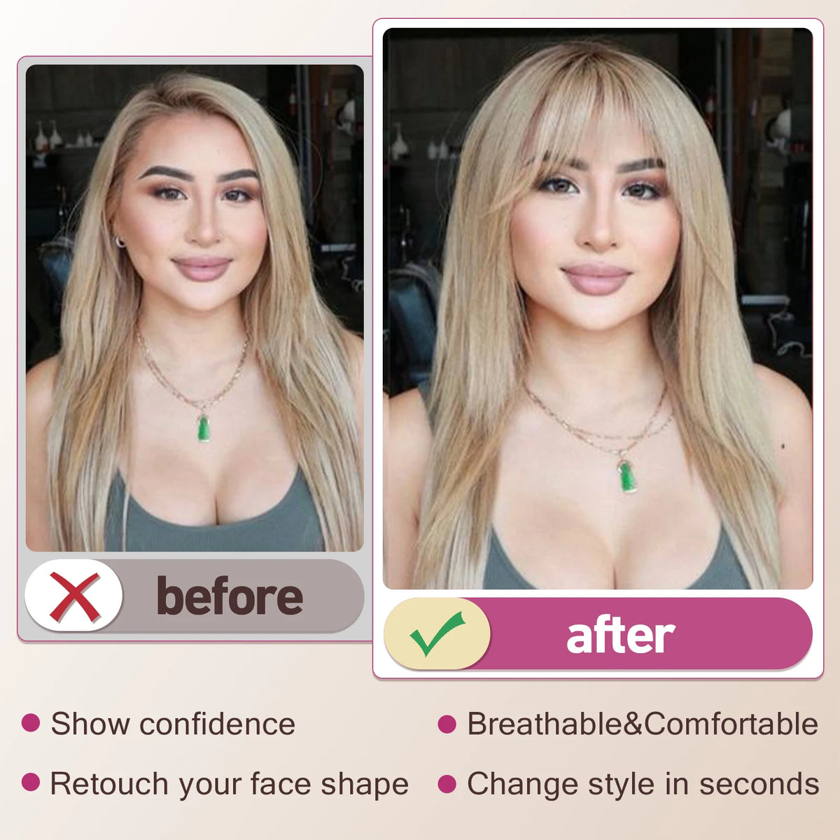 Ginger Orange Human Hair Bangs