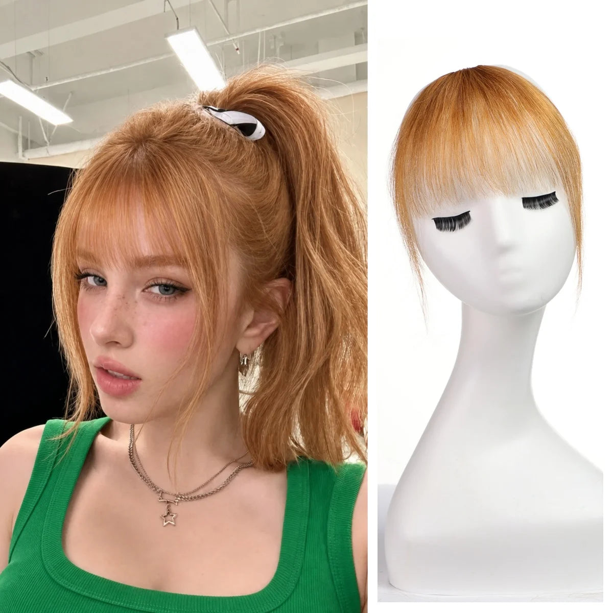 Ginger Orange Human Hair Bangs