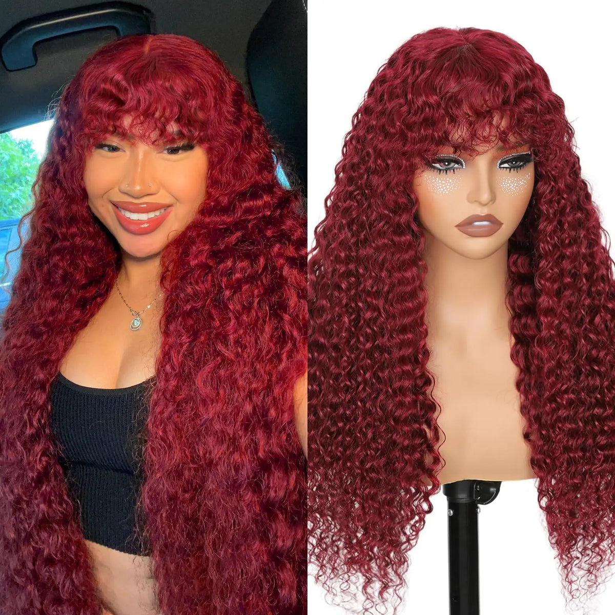 Burgundy Curly Wig