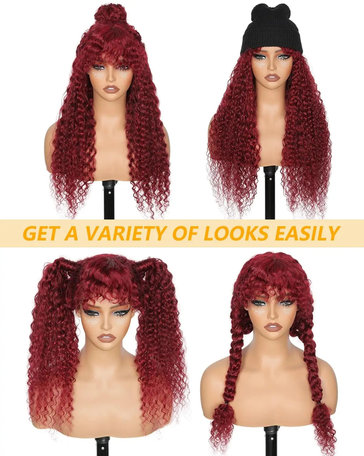 Burgundy Curly Wig