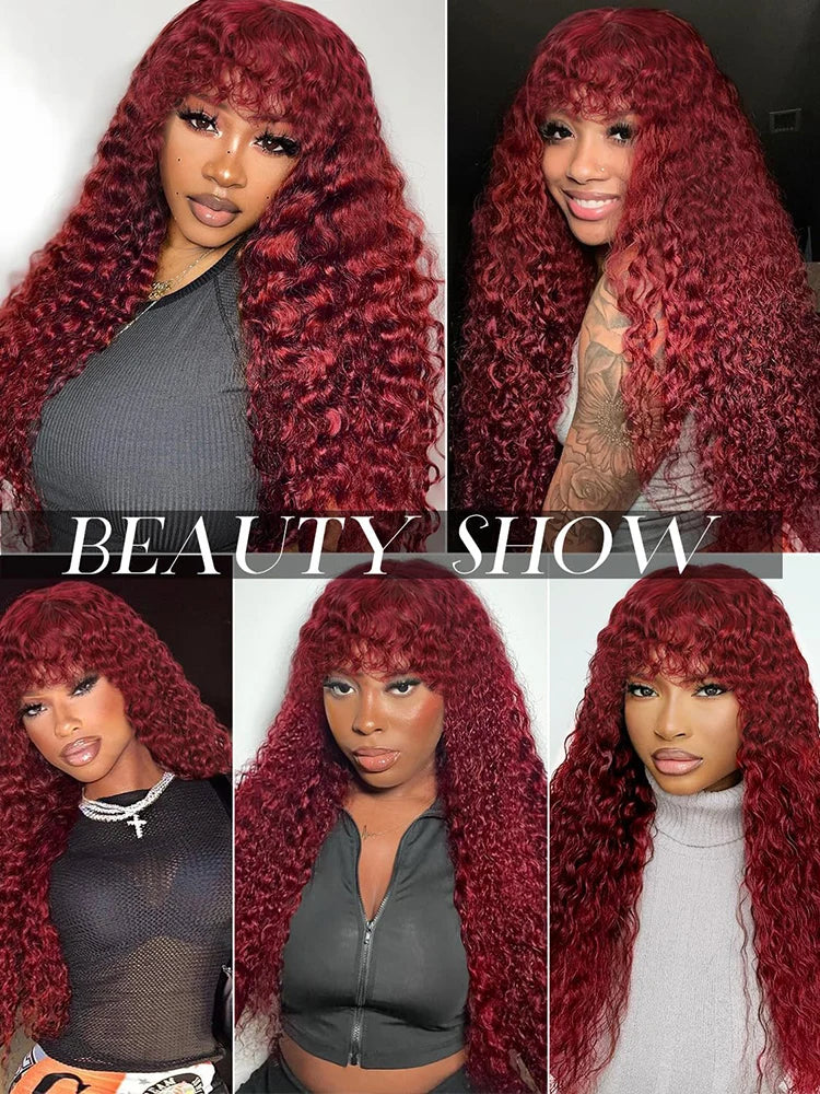 Burgundy Curly Wig