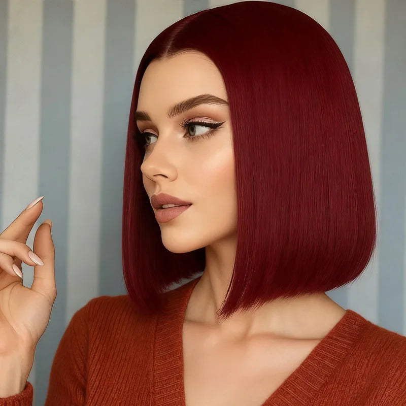 Women's burgundy  hair wig