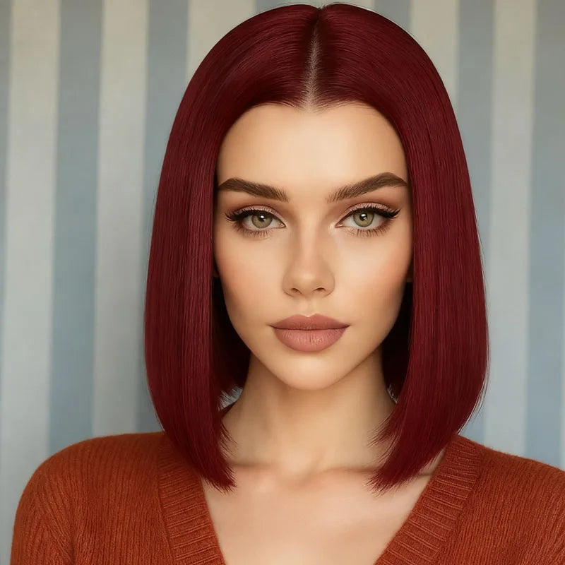 Women's burgundy  hair wig