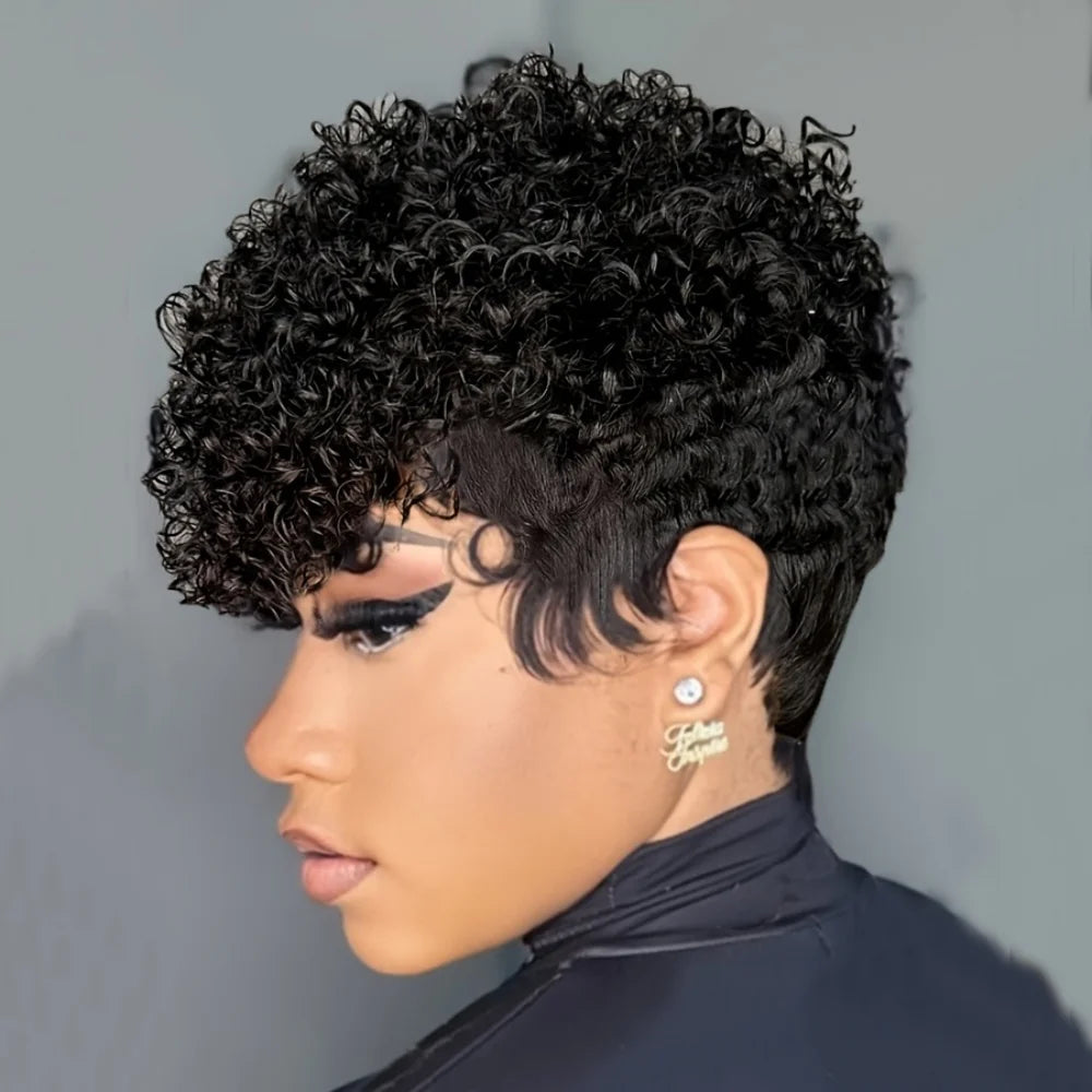 Short Natural Black Human