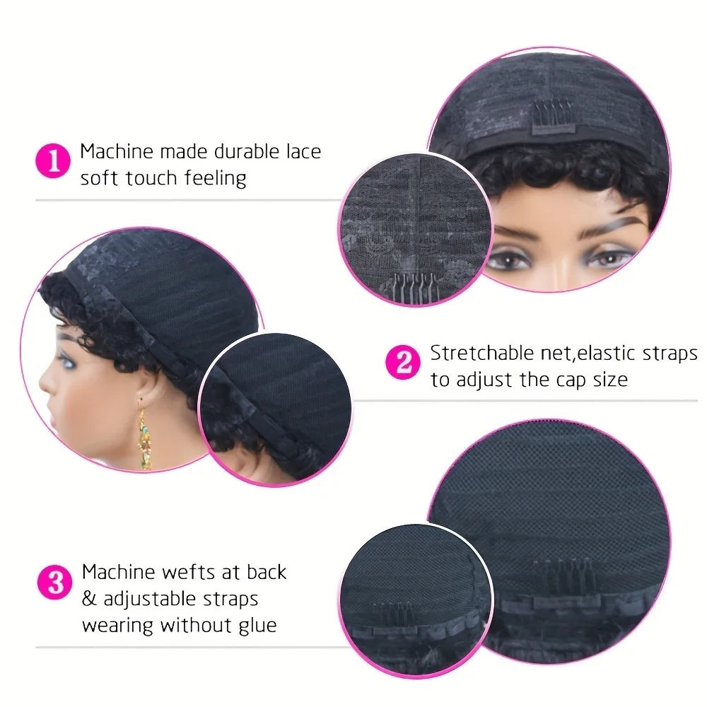 Short Burgundy Pixie  Wig,