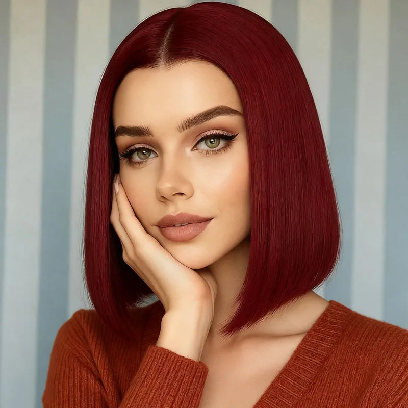 Women's burgundy  hair wig
