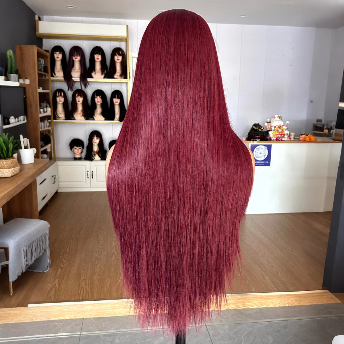 Burgundy Long Silky Straight Wig
