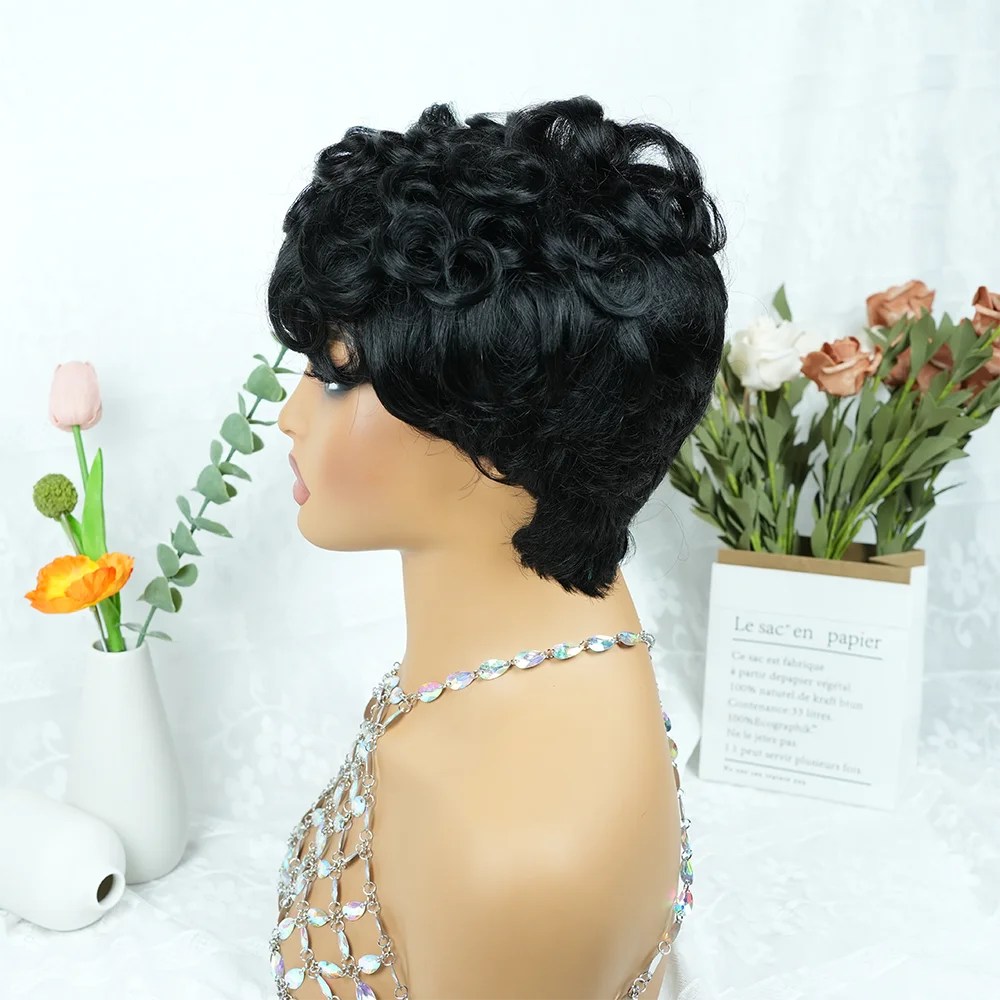 Short Curly Natural Color Pixie