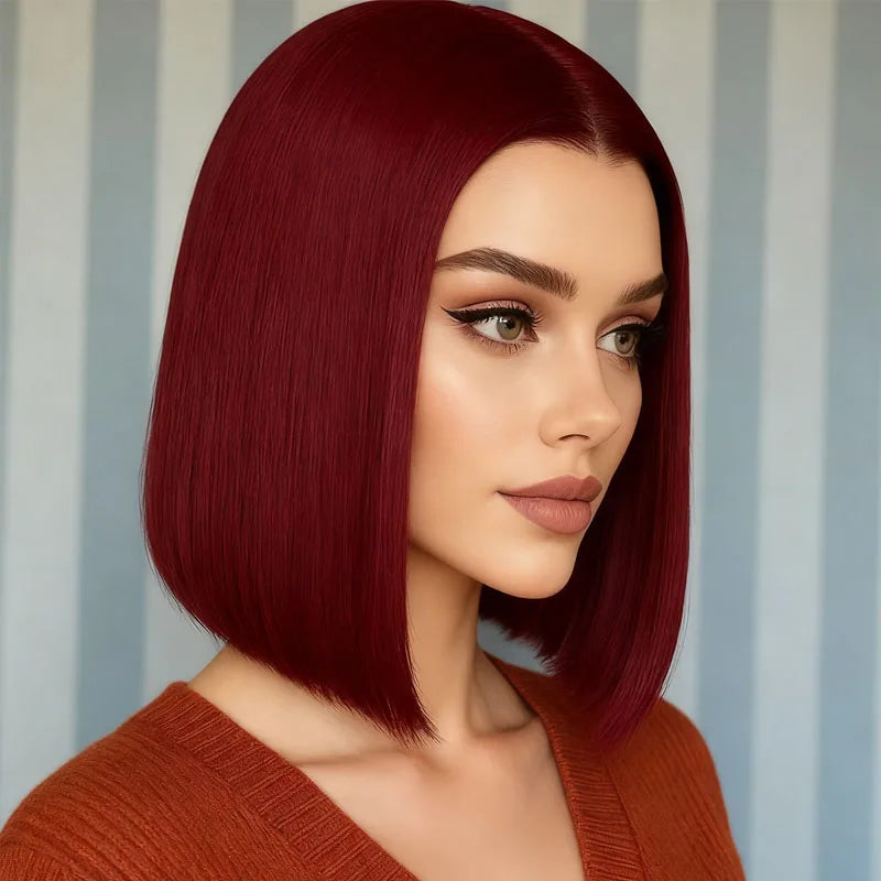 Women's burgundy  hair wig