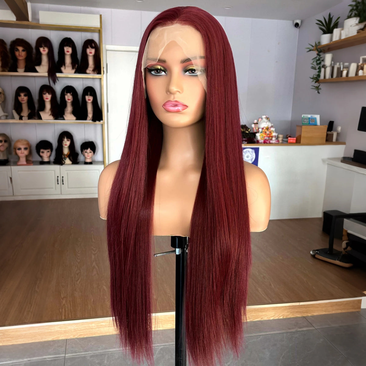 Burgundy Long Silky Straight Wig