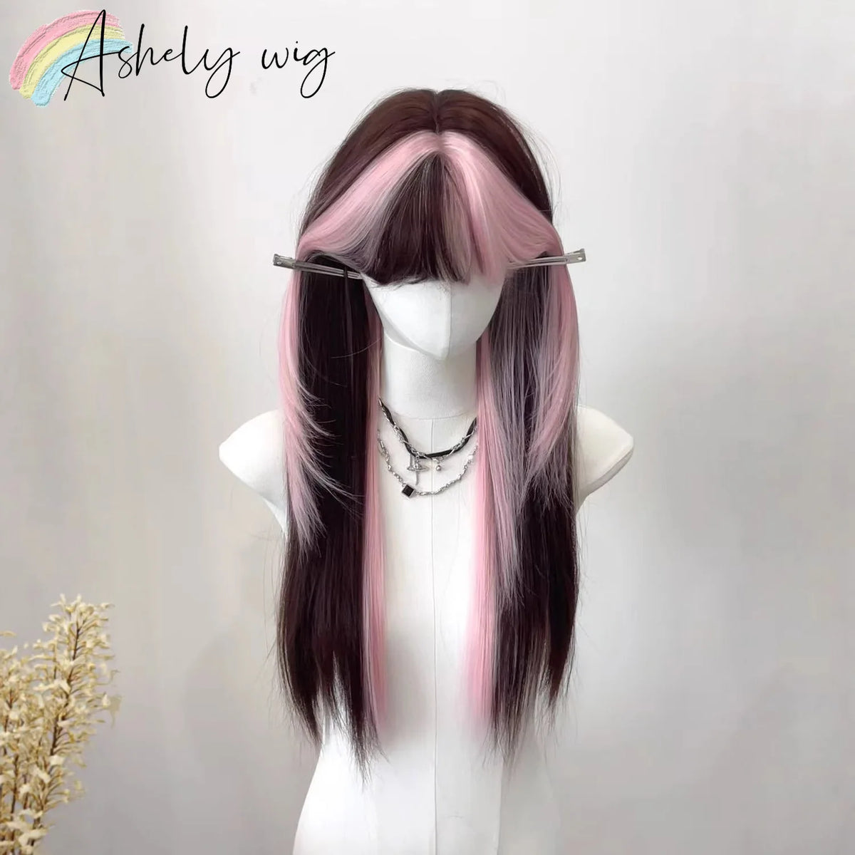 Ombre Pink Brown Wig