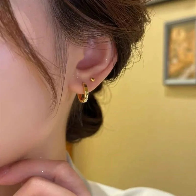 18K Gold Simple Earring  Women's