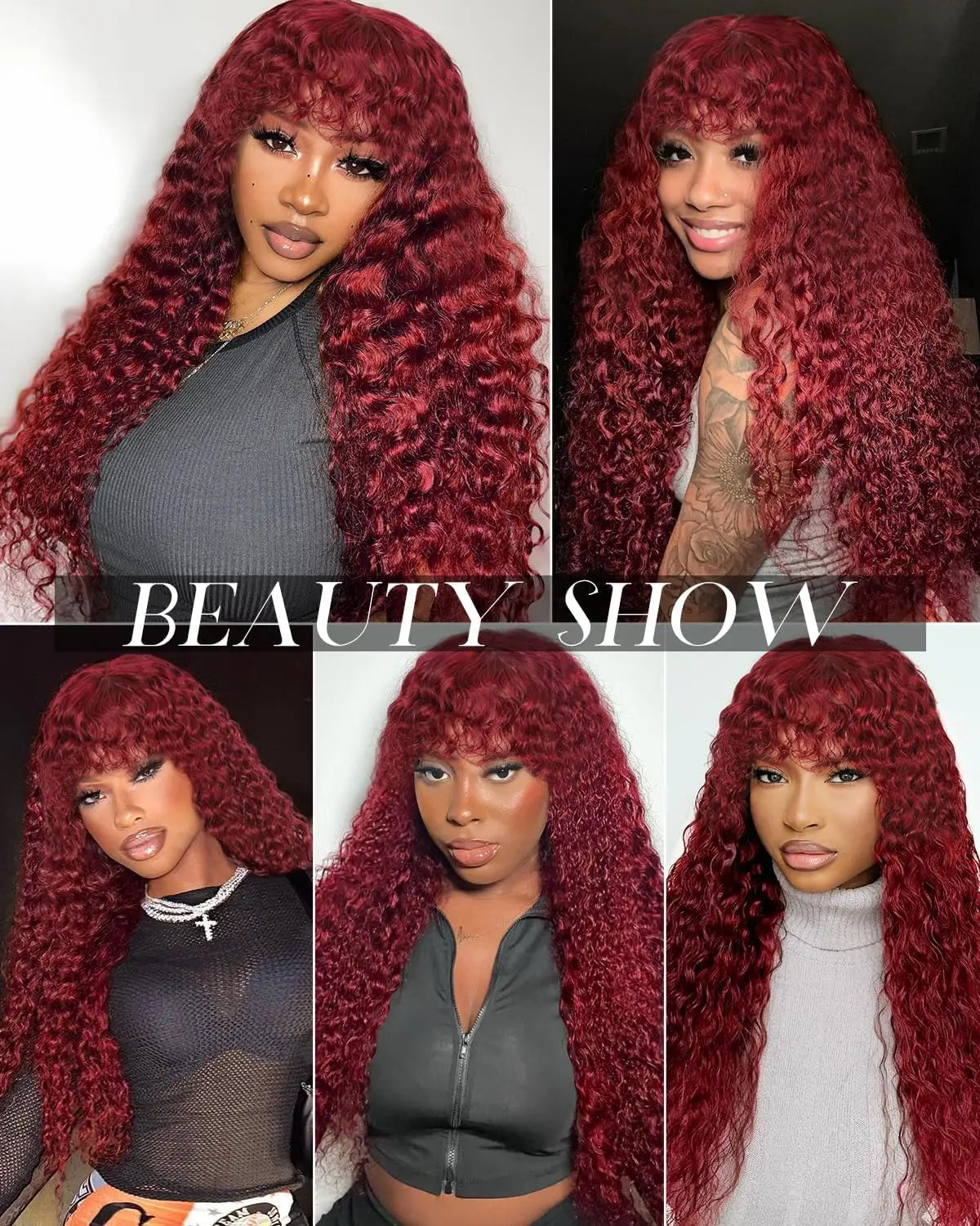 Burgundy Curly Wig
