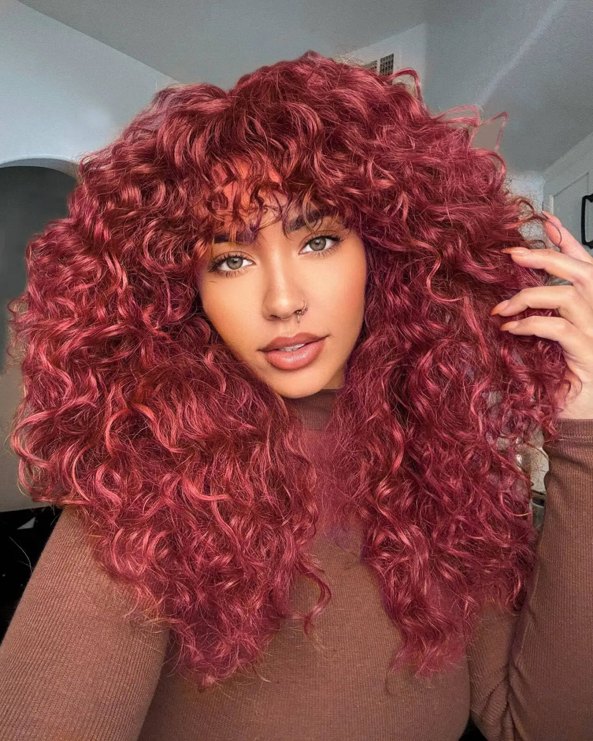 Burgundy Curly Wig