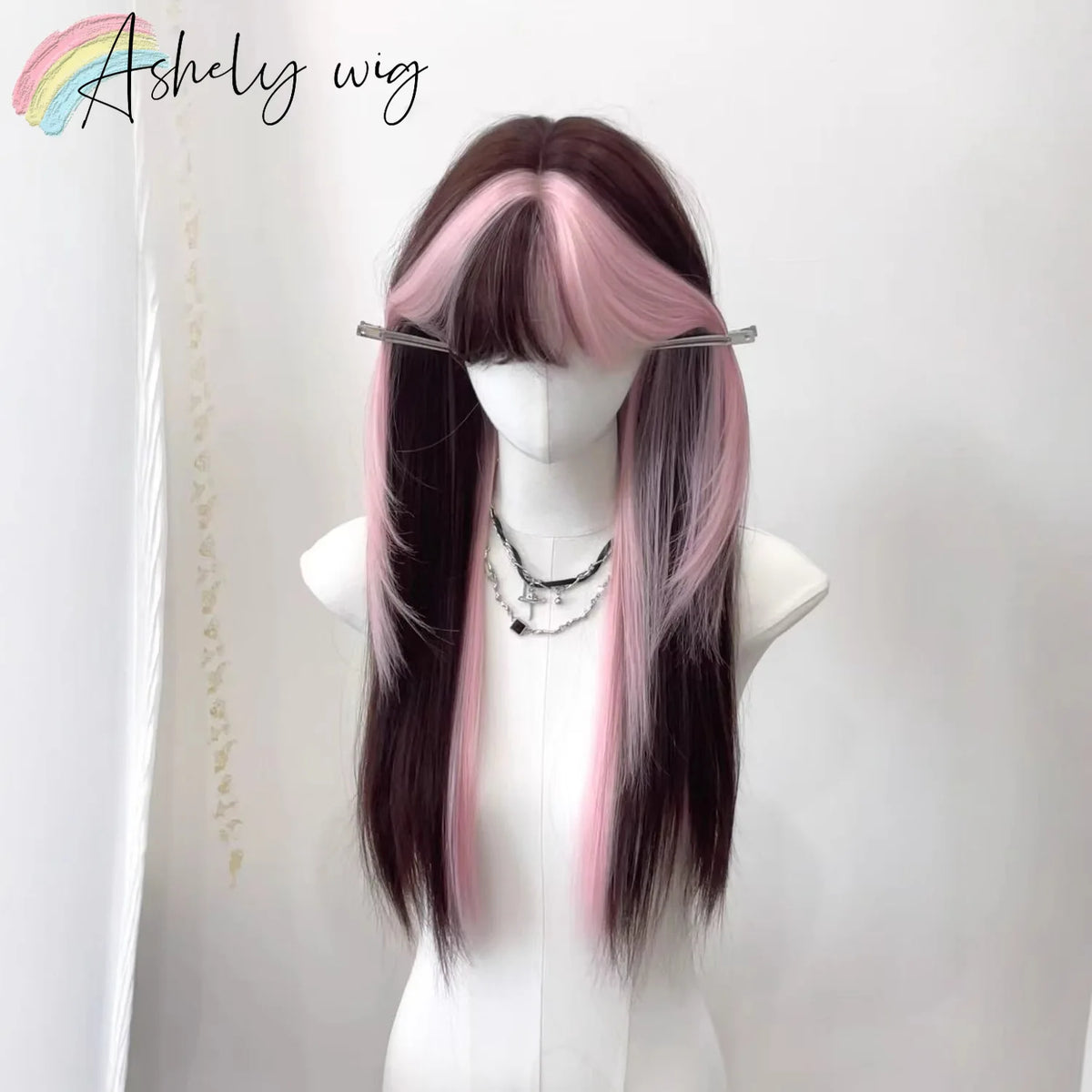 Ombre Pink Brown Wig