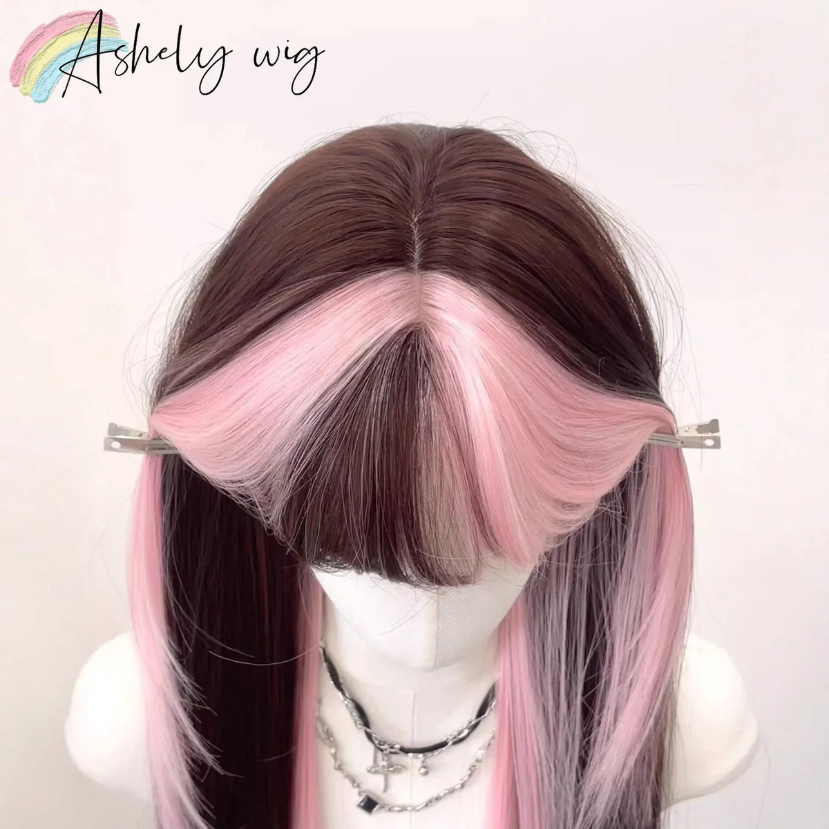 Ombre Pink Brown Wig