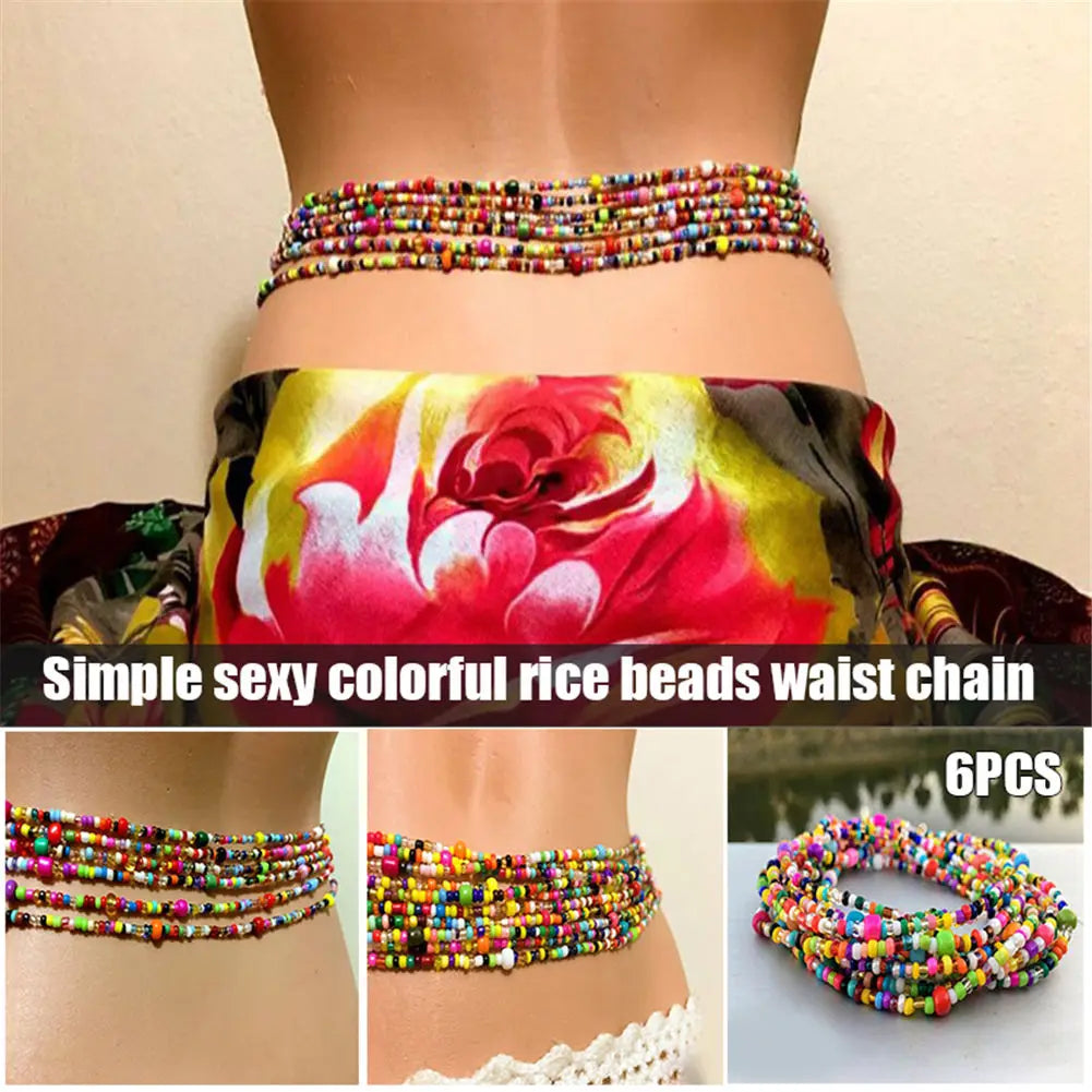 Women Layered Beaded Belly Chain