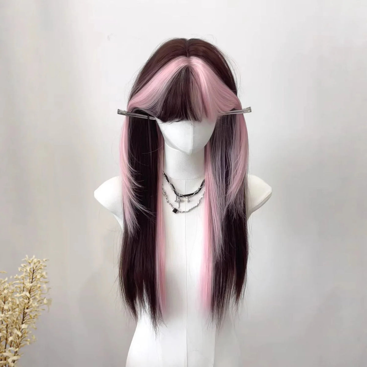 Ombre Pink Brown Wig