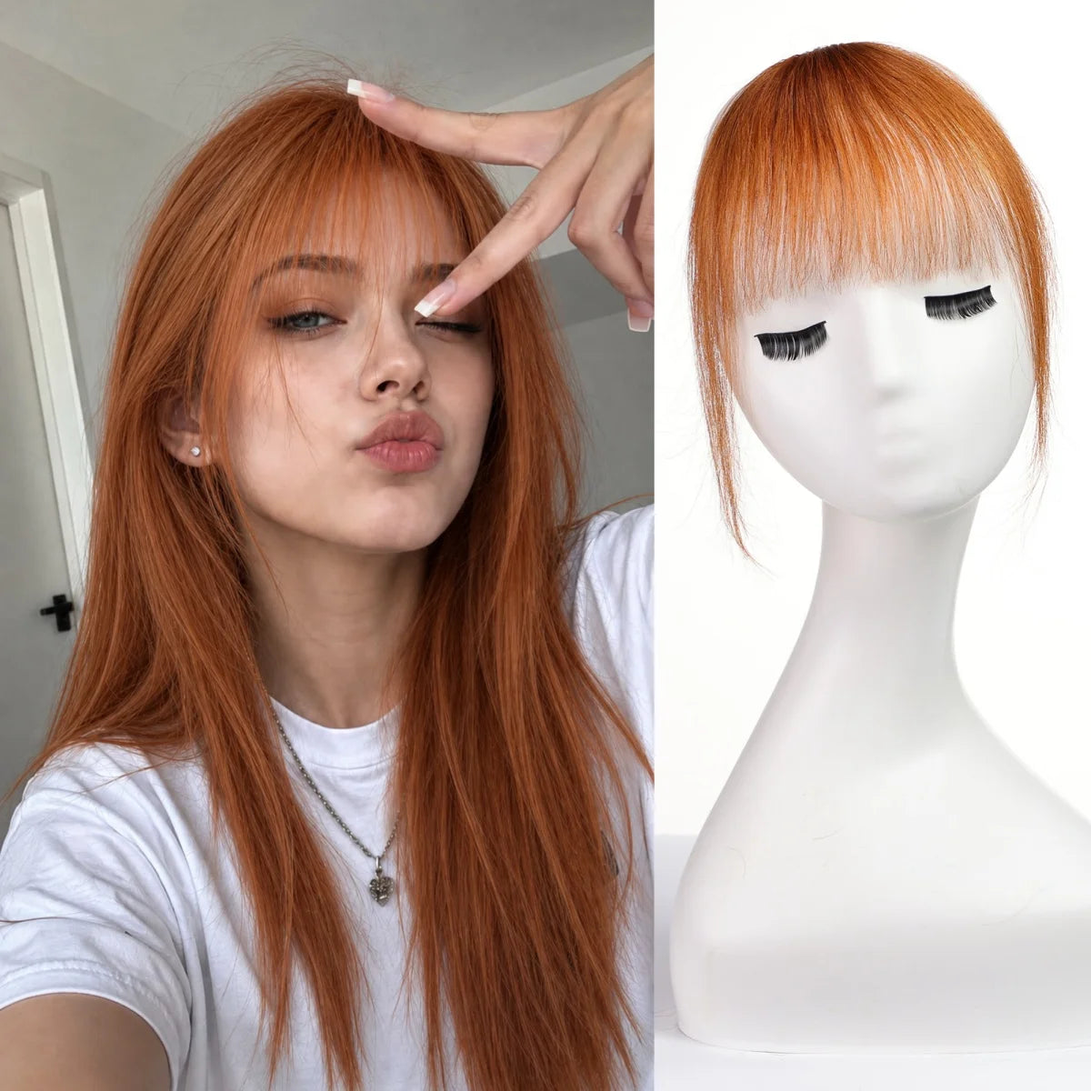 Ginger Orange Human Hair Bangs