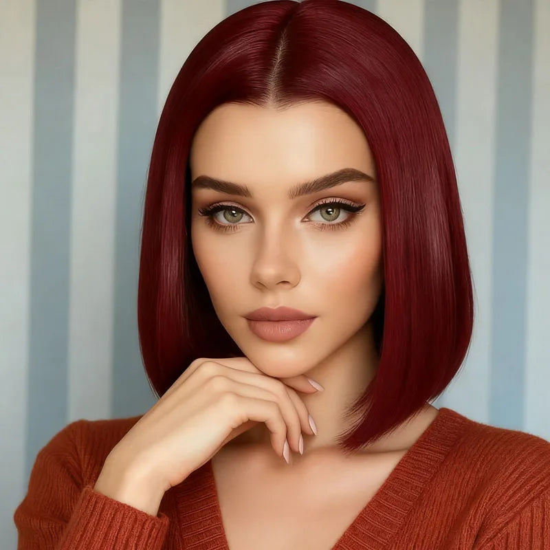 Women's burgundy  hair wig