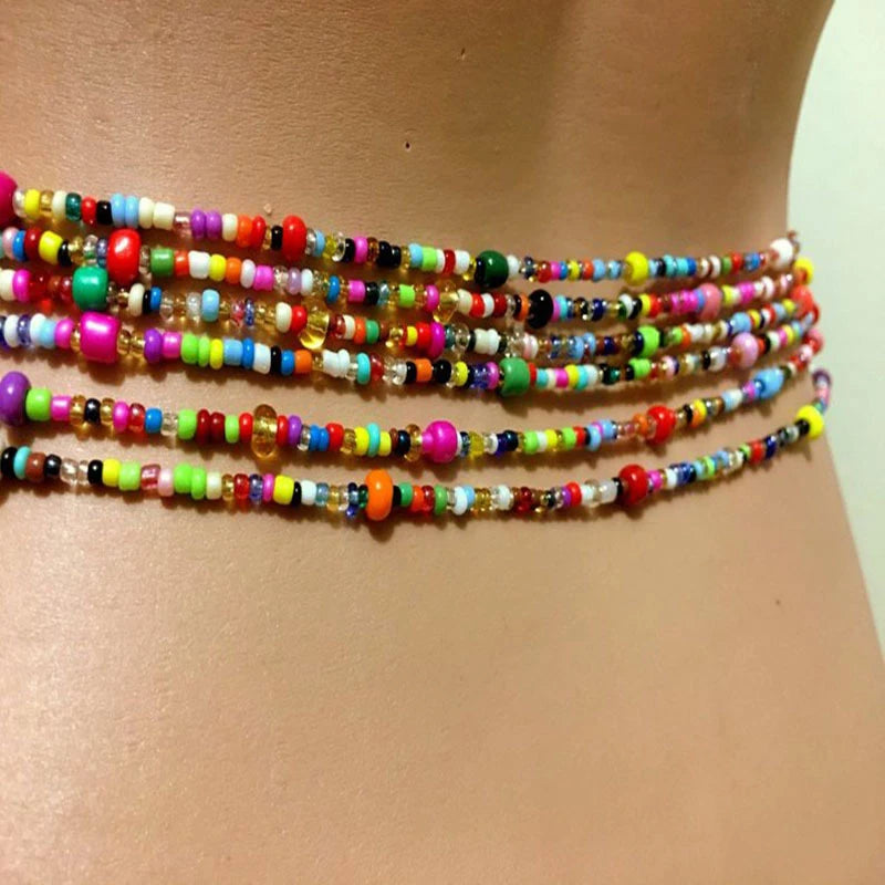Women Layered Beaded Belly Chain