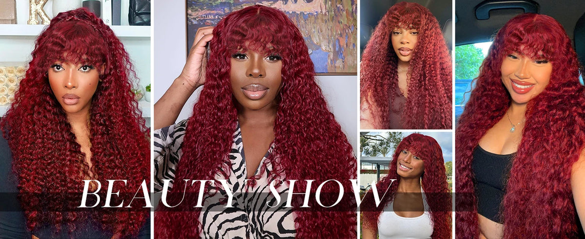 Burgundy Curly Wig