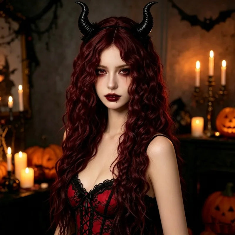Burgundy Long Curly