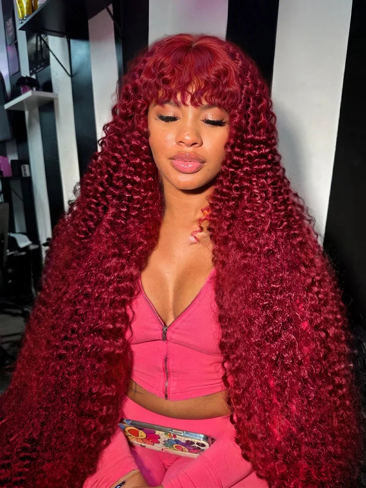 Burgundy Curly Wig