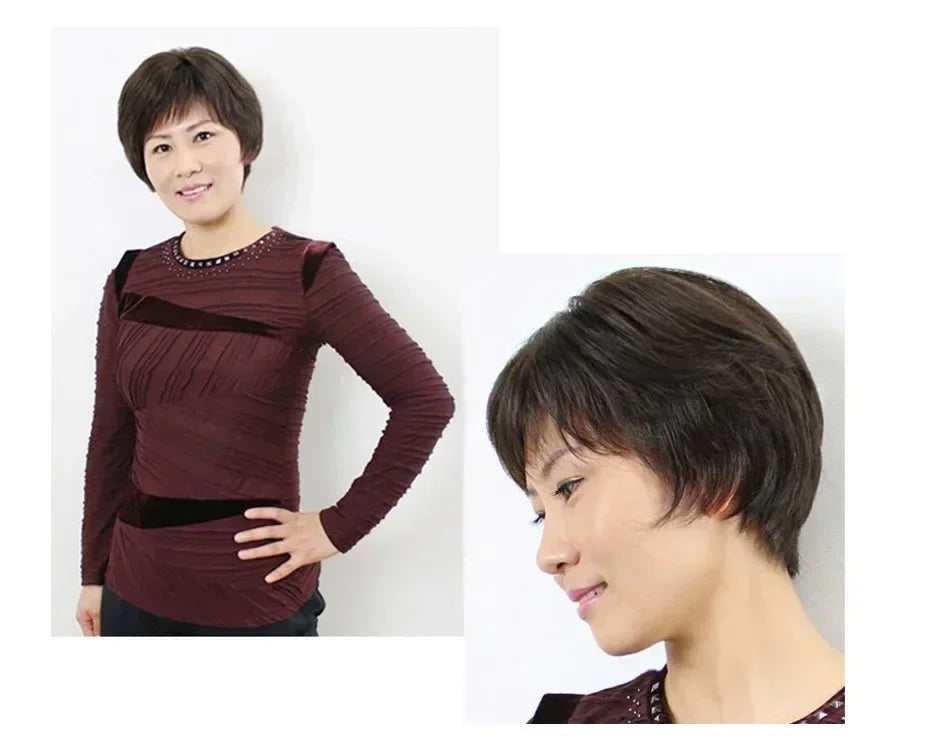 Human Hair Short Straight Wig
