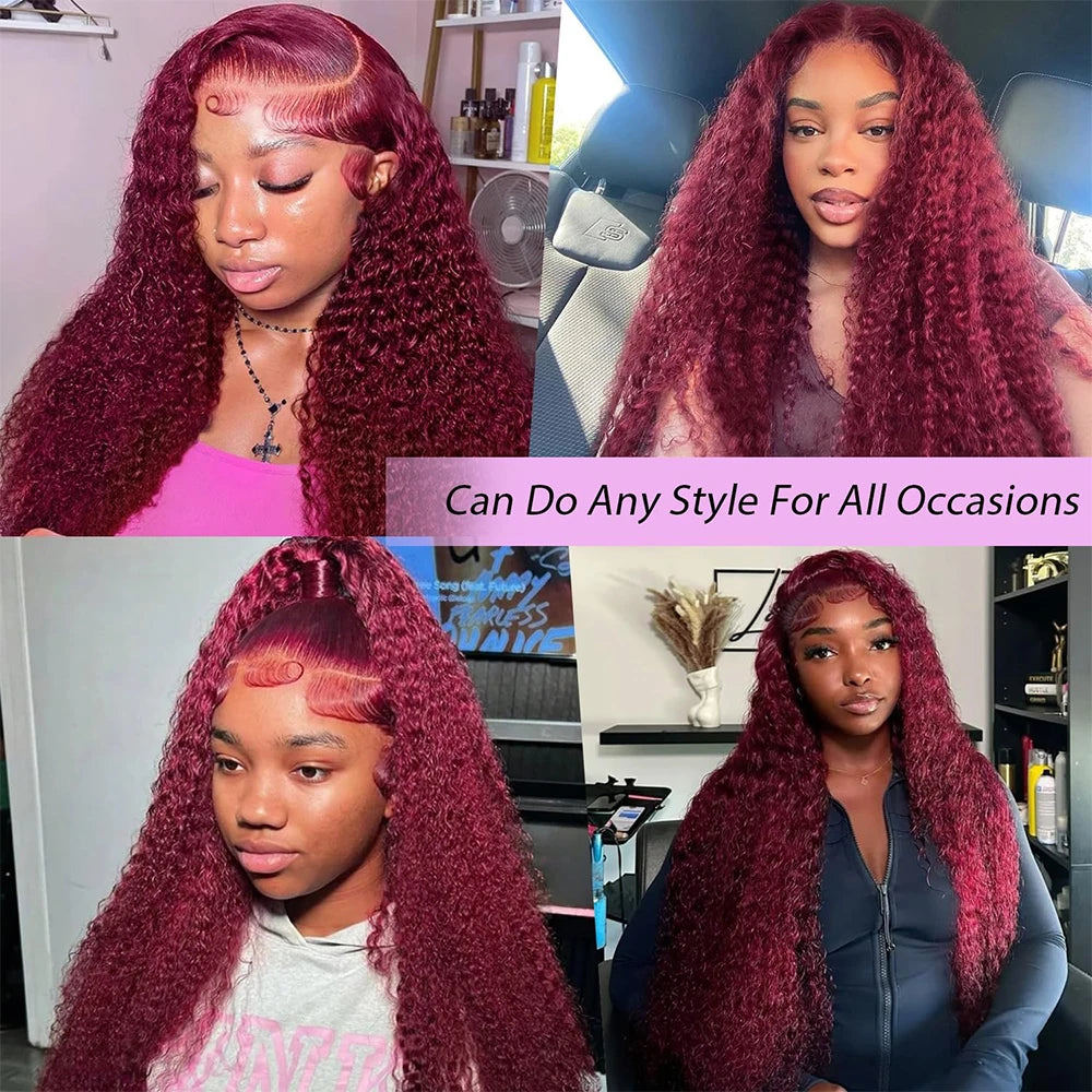 Burgundy Curly Wigs