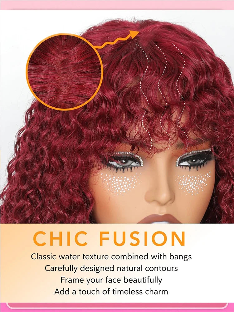 Burgundy Curly Wig
