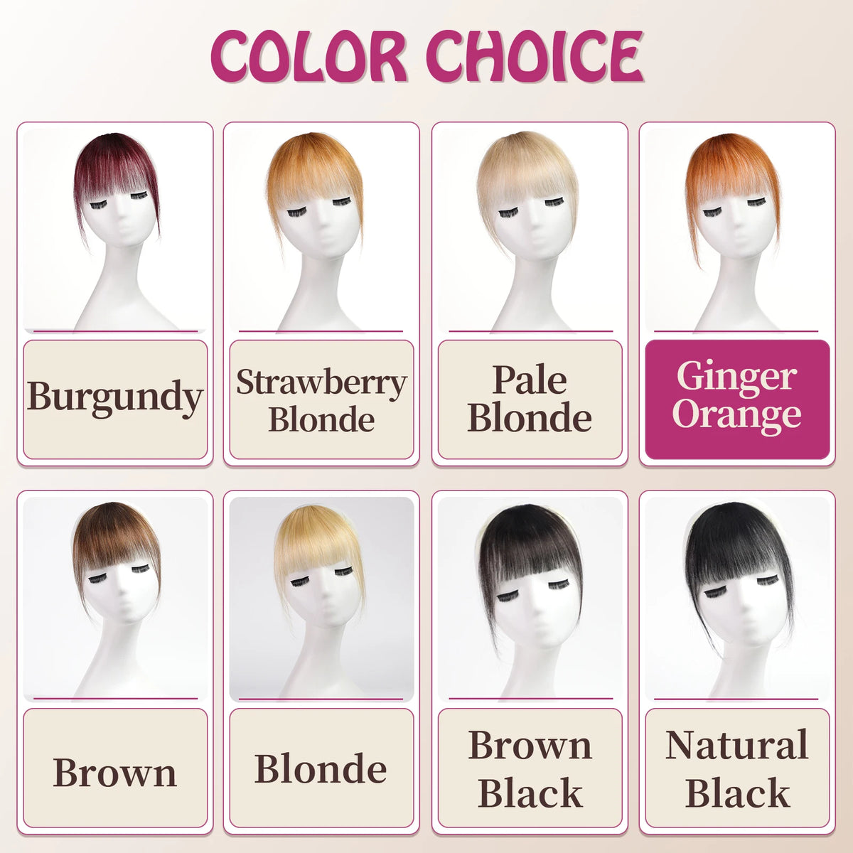 Ginger Orange Human Hair Bangs
