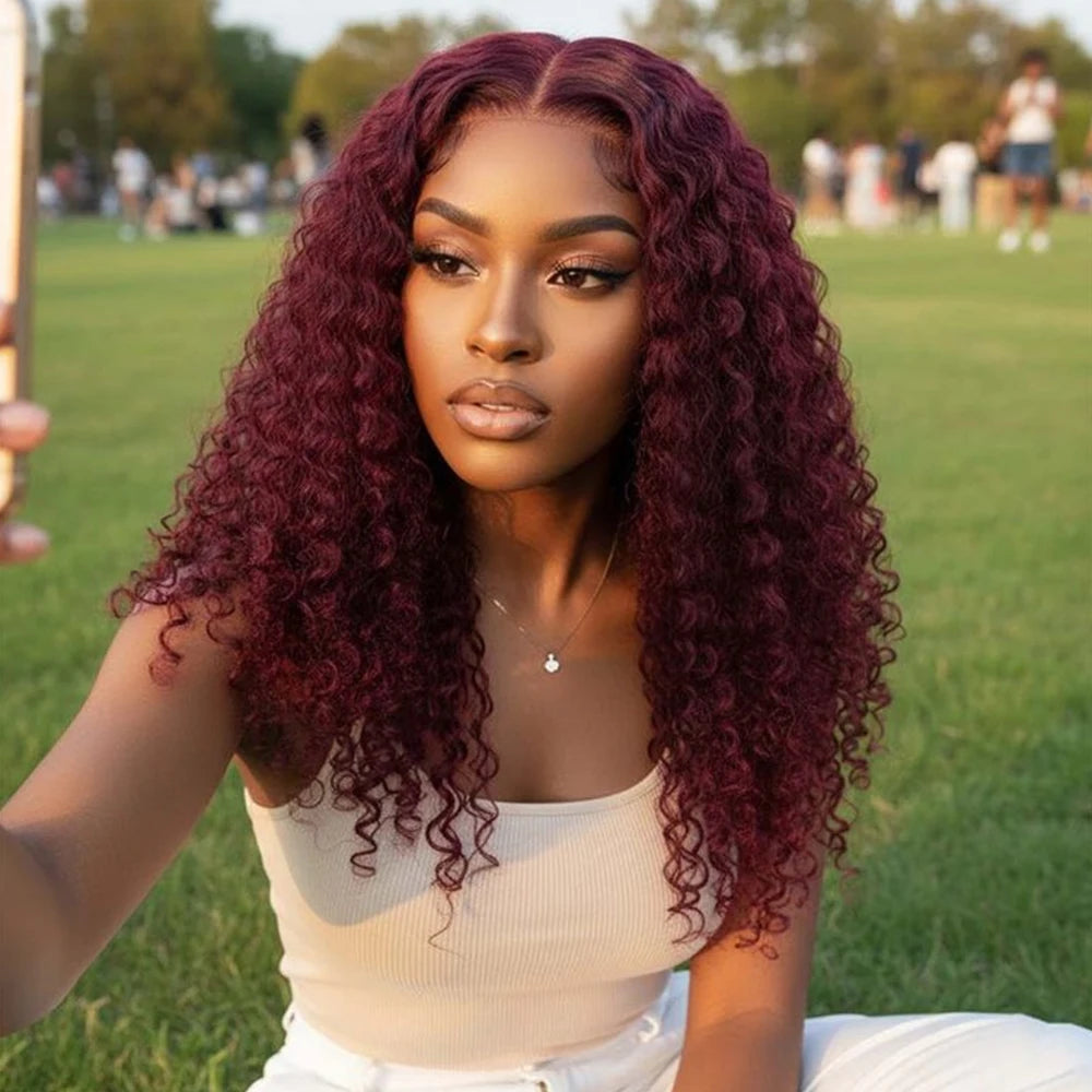 Burgundy Curly Wigs