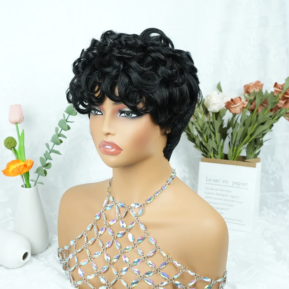 Short Curly Natural Color Pixie