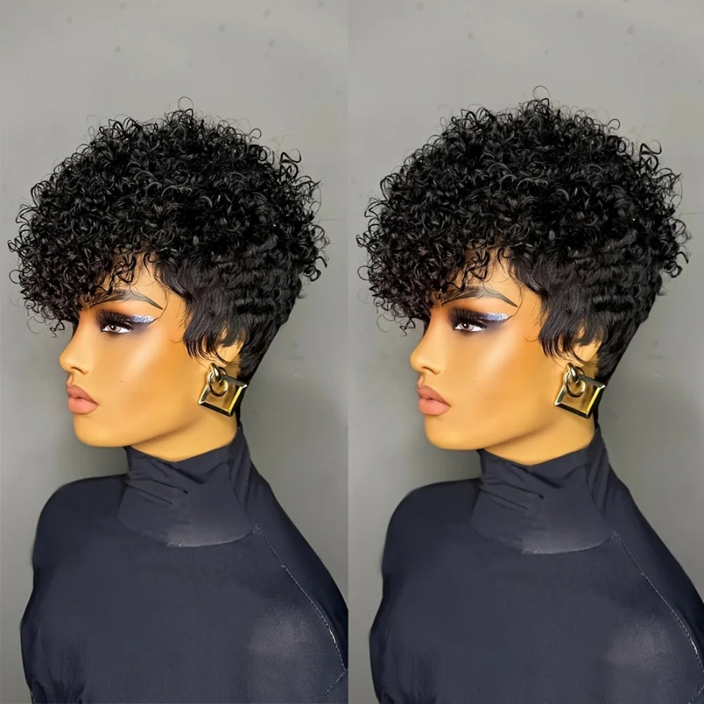 Short Natural Black Human
