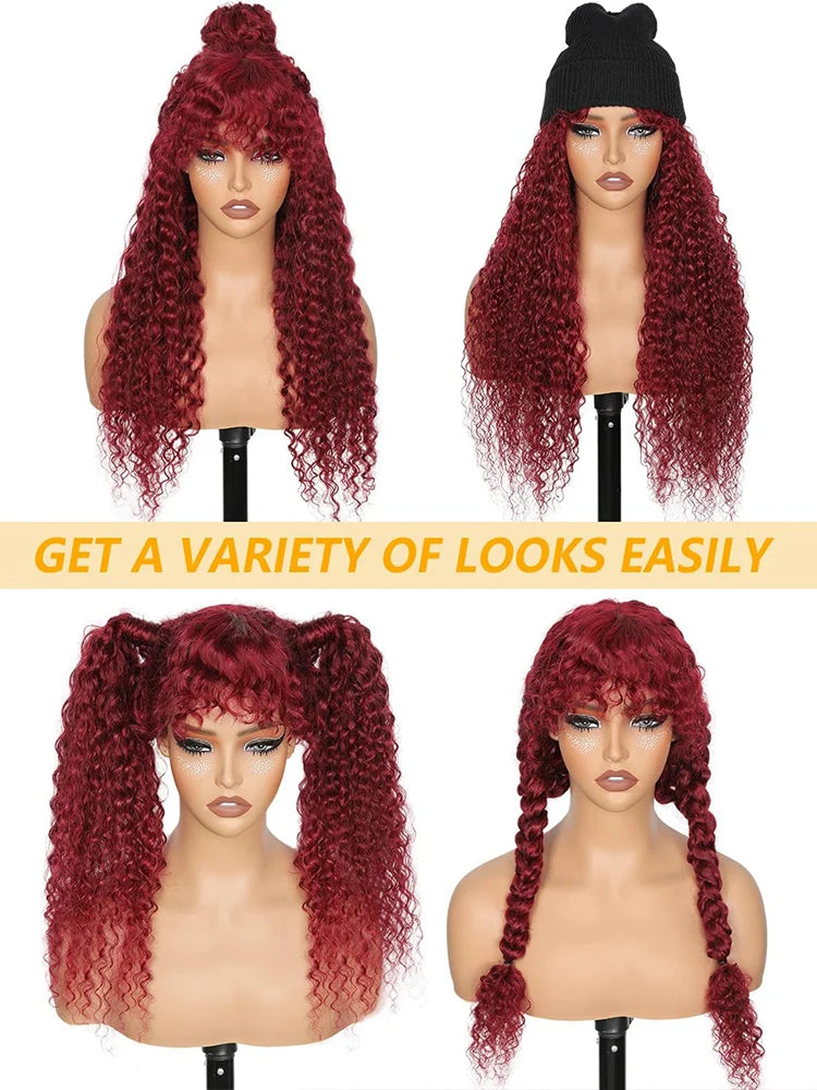 Burgundy Curly Wig