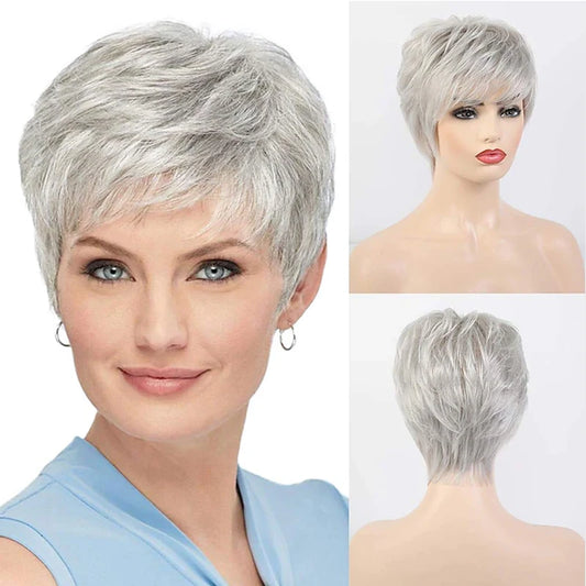 HAIRJOY Short Grey Wigs