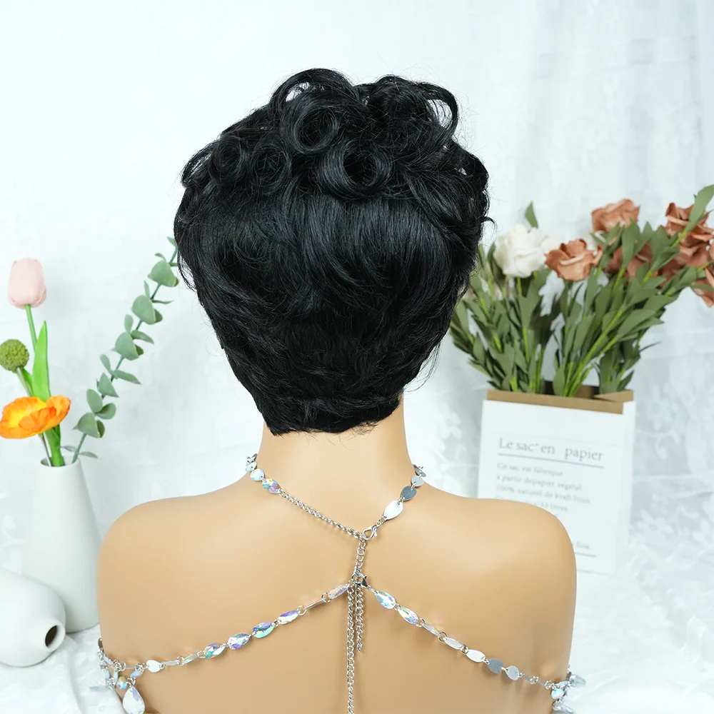 Short Curly Natural Color Pixie